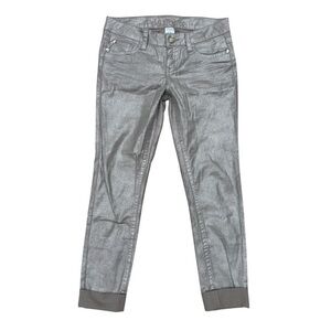 Wallflower Metallic Silver Rolled Up Jeans Size 7